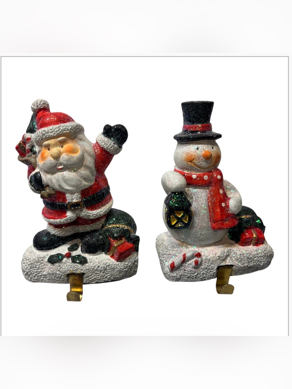 Festive Santa & Snowman Stocking Holders – Red, White, Black Accents